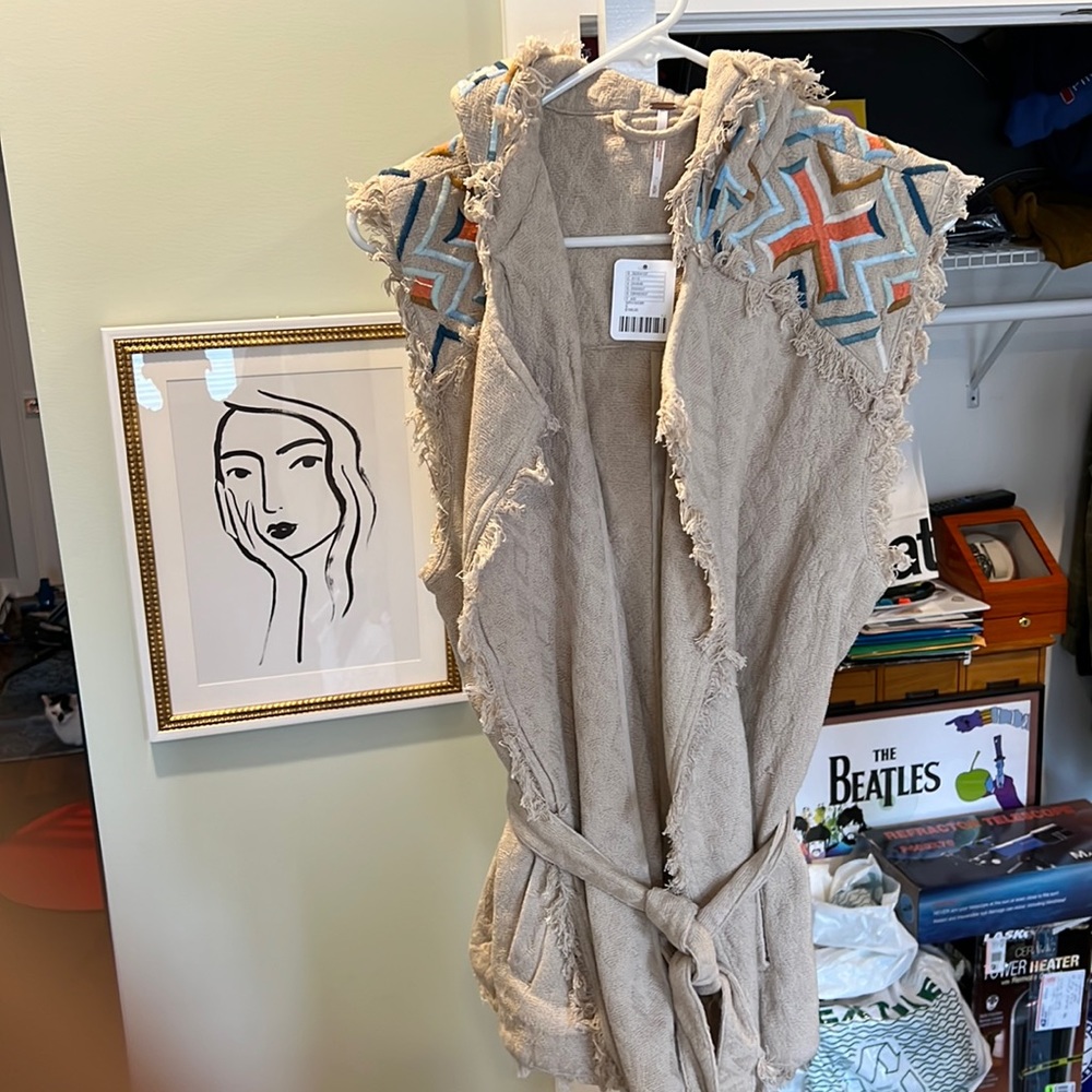 Free people, hooded, short-sleeve, hip-hugger vest